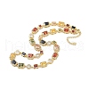 Brass Colorful Cubic Zirconia Cup Chain Oval & Rectangle Necklaces for Women NJEW-M079-05G-4