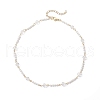 Transparent Glass & Round Shell Pearl Beaded Necklaces NJEW-JN05250-4