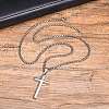 Men's Stainless Steel Cross Pendant Box Chain Necklaces PW-WGD1DFB-01-1
