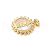 Brass Pave Natural White Shell Pendants KK-S522-06A-G-2