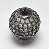 Round Brass Micro Pave Cubic Zirconia Beads ZIRC-N016-01B-12mm-1