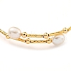 Brass & Natural Freshwater Pearl Beads Open Cuff Bangles for Women BJEW-F470-03G-01-3
