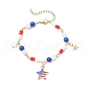 Independence Day Natural Dyed Yellow Jade Gemstone Round Beads & Glass Seed Beads Bracelets BJEW-MZ00180-01-2