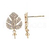 Brass Micro Pave Clear Cubic Zirconia Stud Earring Findings KK-Q764-033-2