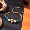 Adjustable Synthetic Dyed Turquoise & Magnesite Braided Bead Bracelets BJEW-JB10603-01-2