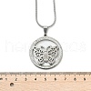 304 Stainless Steel Crystal Rhinestone Ring with Hollow Butterfly Pendant Necklaces for Women NJEW-P327-01P-5
