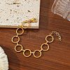 304 Stainless Steel Ring Link Chain Bracelets for Women BJEW-C104-01A-G-1