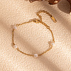 Simple and Elegant Stainless Steel & Natural Freshwater Pearl Link Chain Bracelets & Necklaces Set for Women FO7311-1-4