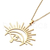 201 Stainless Steel Sun with Eye Pendant Necklace with Cable Chains NJEW-Q317-02G-2