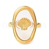 Oval with Shell Shape Resin Finger Rings STAS-Z101-07G-01-2