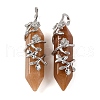 Natural Red Aventurine Double Terminal Pointed Pendants G-C144-03P-07-1