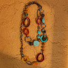 Bohemian Style Acrylic & Zinc Alloy Oval & Teardrop Handmade Link Chain Long Necklaces for Women FS-WG51811-01-3