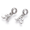 Platinum Rack Plating Alloy Rhinestone European Dangle Charms PALLOY-T048-36P-A-2