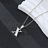 201 Stainless Steel Crystal Rhinestone Initial Pendant Necklaces FS-WG28760-26-1