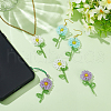 Fingerinspire 6Pcs 3 Colors Handmade Glass & Seed Beaded Pendants GLAA-FG0001-18-5