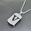 Rectangle with Laser Cut Letter 201 Stainless Steel Initial Pendant Necklaces WGA5E8C-22-1