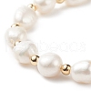 Natural Keshi Pearl Beaded Bracelet with Brass Clasp for Women BJEW-JB08867-01-3