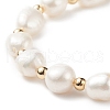 Mother's Day Jewellery Natural Keshi Pearl Beaded Bracelet with Brass Clasp for Women BJEW-JB08867-01-3