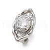 Brass Pave Cubic Zirconia Adjustable Open Cuff Rings for Women RJEW-R032-01P-4