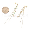 Leaf with Flower Brass Micro Pave Cubic Zirconia Tassel Stud Earrings EJEW-JE06456-4