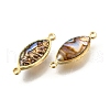 Brass Pave Natural Paua Shell Connector Charms KK-E794-01G-09-2