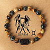 12 Constellations Natural Tiger Eye & Picture Jasper Round Beaded Stretch Bracelets for Men Women WG21EC3-09-1