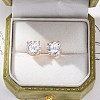 Brass Micro Pave Clear Cubic Zirconia Stud Earrings EJEW-K300-26G-2