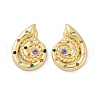 Brass Micro Pave Cubic Zirconia Stud Earrings KK-U058-62G-4