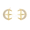 925 Sterling Silver Micro Pave Clear Cubic Zirconia Stud Earrings for Women EJEW-F342-01G-1