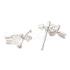 Heart with Arrow Platinum Brass Stud Earrings EJEW-L270-06P-05-2