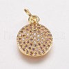 Brass Cubic Zirconia Charms KK-P134-25G-1