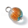 Frosted Baking Painted Glass Charms PALLOY-JF03270-02-4