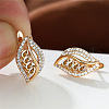 Leaf Brass Micro Pave Cubic Zirconia Hoop Earrings WG08CC9-02-1