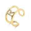 Clear Cubic Zirconia Initial Letter Open Cuff Ring RJEW-A012-01G-R-2
