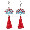 Handmade Glass Seed Beads Fan Dangle Earrings EJEW-MZ00292-01-1
