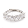 Clear Cubic Zirconia Heart Adjustable Ring RJEW-F124-05P-2