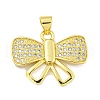 Bowknot Rack Plating Brass Clear Cubic Zirconia Pendants KK-Z053-14G-02-1