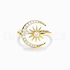 Moon & Sun 925 Sterling Silver Micro Pave Clear Cubic Zirconia Cuff Rings FS-WG70442-02-5