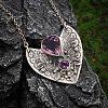 Alloy Amethyst Rhinestone Heart Pendant Necklaces for Women FS-WG5DD6E-01-1