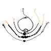 4Pcs 4 Styles Lotus Alloy Link Bracelets & Beads Bracelets for Women WGB67B7-01-5