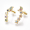 Brass Cubic Zirconia Stud Crawler Earrings EJEW-S201-119-1