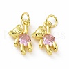 Brass Micro Pave Clear Cubic Zirconia Charms ZIRC-F135-25G-02-2