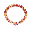 Round Dyed Synthetic Turquoise Beads Stretch Bracelets BJEW-JB10610-3