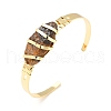 Natural Tiger Eye Horse Eye Beaded Cuff Bangle G-D458-01G-05-RS-4