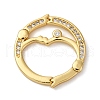 Flat Round Brass Micro Pave Cubic Zirconia Twister Clasps KK-P308-51G-1