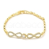 Brass Micro Pave Clear Cubic Zirconia Infinity Link Chain Bracelets for Women BJEW-R315-01F-G-1