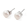 Mother's Day Jewellery Natural Pearl Round Bead Stud Earrings X-EJEW-E298-01C-01P-1