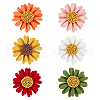 6Pcs 6 Color 3D Daisy Enamel Pins JEWB-WH0029-28G-1