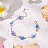 Brass Cable Chains Beads Bracelets for Women BJEW-JB11470-04-1