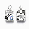 Brass Micro Pave Cubic Zirconia Charms KK-R133-048P-NF-2